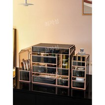 화장품 정리대 선반 수납함 향수 정리함 립스틱 보관함, 럭셔리골드6피스세트