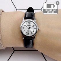 카시오 여성 아날로그 가죽 손목 시계