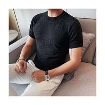 플러스 사이즈 티셔츠 남성 짧은 소매 라운드넥 슬림 맞는 실크 S~3XL 영국 스타일 여름 레저