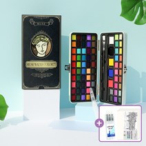(뮤즈워터붓3종+수채화페이퍼) 뮤즈 77색 펄&수채물감 세트 / 붓 팔레트 고체물감 미술용품