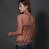 여성 티 블라우스 한 하라주쿠 메쉬 탑 그물 셔츠 투명 언더 셔츠 스타베이스 탑