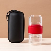 휴대용 유리 핸드 드립 커피 필터 세트 팩 수제 이중 벽 메이커 컵 공유 냄비 차, [04] Tea Set - Red