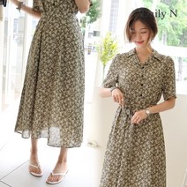 데일리앤 여름 플라워 카라 A라인 롱원피스 줄리