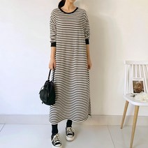 퍼니걸스 3874 데일리 단가라 라운드 홈웨어 롱 원피스 여성의류