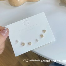 귀걸이 은침 세트 미니 데일리 투명 S925 아기자기 진주 큐빅 하트 클로버 클로바