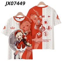 3D프린트 게임 Genshin Impact Oversized T Shirt 여성 남성 Klee 4939358706, S, t-shirt