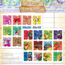 빈티지 버스 티켓 2종 mix 20매 / 빈티지 정크 저널 다꾸 인스 스티커 [허니마켓]