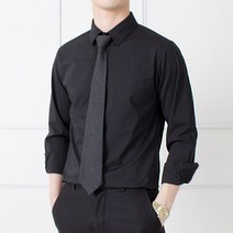 아도미스 남성용 링클프리 스판 정장셔츠 솔리드 베이직 카라 셔츠