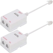 Uvital 인라인 DSL 필터 스플리터인라인 RJ11 6P2C 수 2 암 전화 모뎀 ADSL 스플리터, White_2 Pack