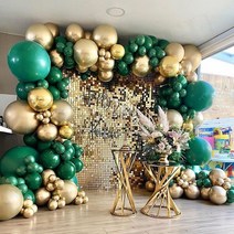 아기1000일 200일풍선 1set 숲 녹색 화환 아치 키트 골드 풍선 4d 크롬 금속 호일 공 파티 장식 웨딩 생일 베이비 샤워 globos칠순풍선 어버이날풍선, 20210727m01-99pcs