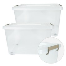 스페이스에디터 투명 베이직 리빙박스 120L 1+1, 샌드베이지