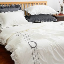 차렵이불세트 순면 Q 퀸 화이트 프릴 가을 겨울 침구