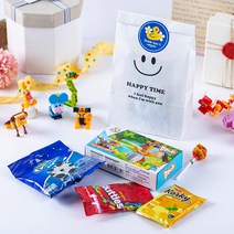 [무료배송+라벨] 단체간식 어린이집 생일 답례품 구디백, 5. 동물 블럭 간식 세트