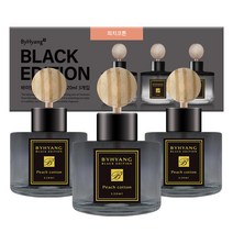 바이향 블랙에디션 차량용 디퓨저 120ml 피치코튼 3개, 블랙체리