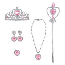 [천연루비목걸이반지세트] 루비 공주 목걸이 왕관 반지 귀걸이 세트 인싸템 파티용품, 핑크