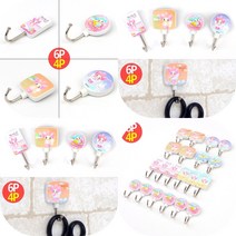 마트498 캐릭터 접착식 후크 행거 넥타이걸이 마스크걸이 차키걸이 청소도구걸이 욕실걸이 행주걸이, 원형 일반 (4P)