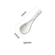 신혼그릇세트 집들이선물 윤스테이 그릇 양면 금테 테두리 회색 대리석 패턴 림 도자기 디너 플레이트 세트 샐러드 국수 세라믹 식기, 숟가락