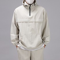 후앙스 남녀공용 오버핏 아노락 후드 바람막이 반집업 DLJP-3003