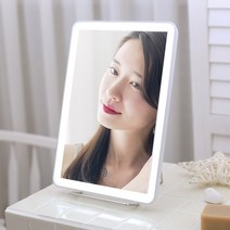 다이소 올리브영 LED 조명 메이크업 화장 공주 탁상 사각 거울 건전지타입, 핑크
