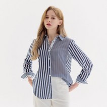 유니드 여성용 코튼린넨 스트라이프 토미린넨셔츠