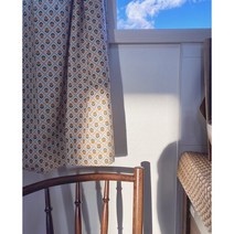 레트로 빈티지 주방 캠핑카 작은방 베란다 카페 중문가리개 에스닉 오렌지 튤립 플라워커튼