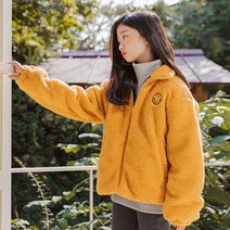 미니로이 홀드 여아 주니어 초등학생 뽀글이 스마일 패치 겨울 집업 점퍼