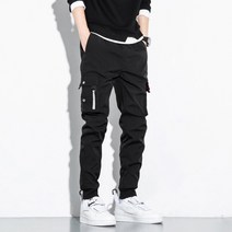 2020 남성용 조거 카고 바지 캐주얼 힙합 히트 컬러 포켓 남성 바지 운동복 streetwear 리본 techwear 바지