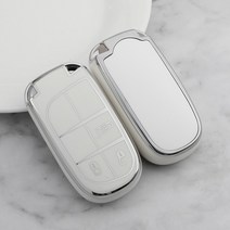 TPU 자동차 원격 키 고리 케이스 커버 지프 닷지 램 1500 챌린저 듀랑고 3 버튼 체인 액세서리, [02] white key case