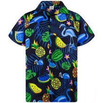 해외여행룩 셔츠 원피스 여름 남성 하와이 플라밍고 비치 버튼 패션 의류 블라우스 Camisa Masculina