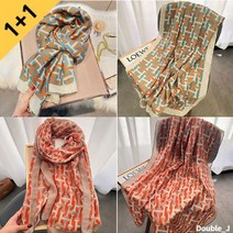 [1+1] 더블제이 롱 패턴 스카프 봄 가을 환절기 광폭 빅 머플러