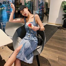미디 멜빵 스커트 하이웨이스트 슬림 보헤미안 루즈핏 청원피스 미니원피스 반팔 스판 기본핏