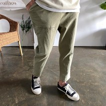 웨일즈 전체스판 앞 포켓 반 배기 세미와이드 워싱 팬츠 밴딩 바지(4 Color)28~36