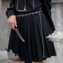 소녀풍원피스 사랑하트 허리체인 금속 스타일리쉬 테이프 장식 개성 하라쥬크 무드 JK 허리보정 시크 2244074985