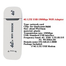 와이파이에그 휴대용와이파이 lte 라우터 데이터에그 4G LTE 무선 USB 동글 150Mbps 모뎀 스틱 와이파이 어댑터 카드 휴대용, [02] 2PCS, [03] White WiFi Adapter
