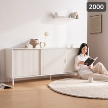 삼익가구 플립 템바보드 2000 빅사이즈 슬라이딩 거실장, 화이트, 화이트
