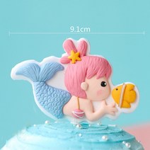 [라임] 마카롱 인어 케이크 토퍼 귀여운 해양 동물 컵케익 생일 파티 디저트 장식 베이비 샤워 호의, [25] Mermaid z