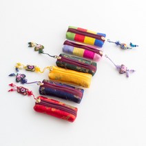 유알티홈 국산 수제 도장지갑 케이스 누빔 도장집 립스틱 동전 전통선물, 색동 파스텔