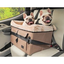 Petsfit 애완 동물 드라이브 박스 운전 침대 개 안전 벨트 포함, 카키색 옷감