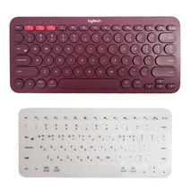 로지텍 K380 멀티 디바이스 블루투스 키보드 + 한글 키스킨 세트, 레드(RED)