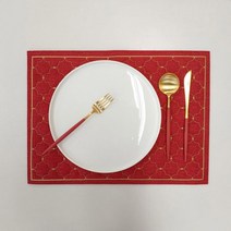 아르떼펠레 골드 플라워 사각 테이블 매트2P - 레드