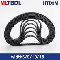 HTD 3M 타이밍 벨트 204/207/210/213/216/219/222/225mm 6/9/10/15mm 너비 고무 폐쇄 루프 동기식 피치 3mm, 03 10mm_01 204mm_01 2 개
