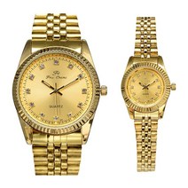 명품라인 1+1 커플 메탈시계 남여 심플 금장 손목시계