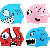 Geyoga Kids Silicone Swim Cap Cartoon Style Swimming Hats for Boys and Girls Aged 3-8 (4 Pieces Sty, 1