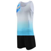 러닝복 마라톤복 신제품 남성 러닝 세트 운동 스포츠 의류 마라톤 스포츠웨어 조끼 + 반바지 운동복 빠른 건조 육상 조깅 슈트, XXL, white Thanks