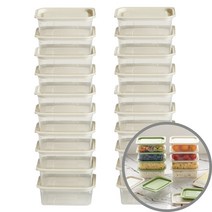 냉동밥보관용기 400ml x 20개 직사각 전자렌지용기 환경호르몬없는 비스프리(BPA FREE) 냉동실 정리 트레이 밥소분용기 전자레인지용 밥그릇 밀폐 반찬통 밥팩 냉장고정리, 그린쿡400ml 아이보리 20개