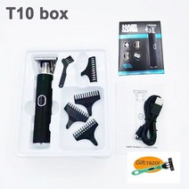 바리깡 클리퍼 이발기 바버샵 이발소 리젠트컷 투블럭 헤어컷 숏컷 빈티지 레트로 T9 T10 T13 T14 전기 면도기 무선 남성 헤어 트리머 클리퍼 이발사 살롱 에지 무선 오일, T10 블랙 n 선물 상자
