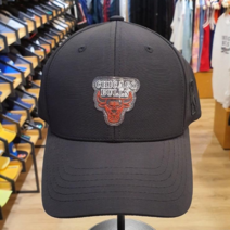 NBA 남여공용 시카고 불스 투명 와펜 로고 포인트 격자 무늬 포인트 얇은 원단 블랙 칼라 볼캡 챙 모자