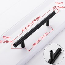 유모차 손잡이 커버 장갑 워머 50mm-500mm 스테인레스 스틸 주방 문 캐비닛 T 바 당김 가구 찬장 서랍, 19 Black 192mm