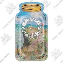 정원 꾸미기 마당 Putuo 장식 그림 로그인 메이슨 항아리 모양 나무 표지판 플라크 소박한 홈 농가 벽, 14 MJ0230_01 8.3x4.5inch