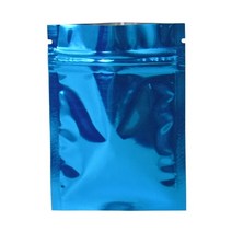 100 개몫 지퍼 잠금 그립 씰 광택 mylar 호일 가방 resealable 재사용 눈물 노치 식품 스낵 캔디 차 보관 포장 파우치, 18x26cm, 푸른